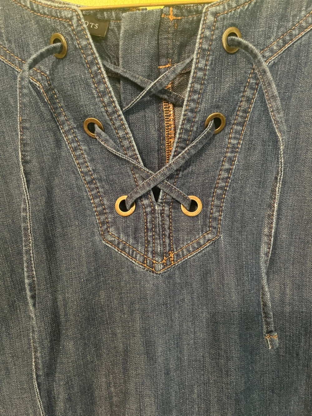 Talbots Denim Lace Up Shift Dress - Picture 8 of 9